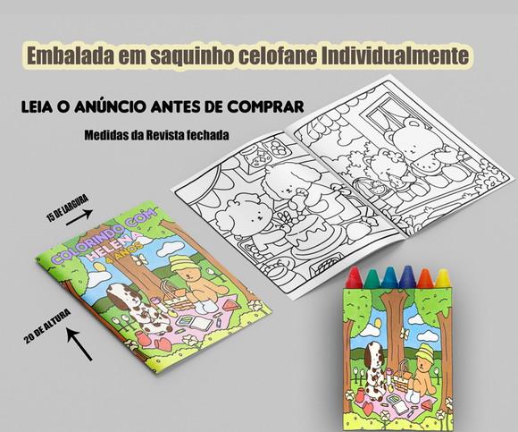 Kit com Livrinho de Colorir com Giz de Cera Bobbie Goods