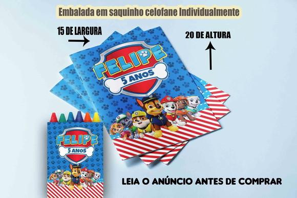 Kit de Colorir Revista com Giz de Cera Festa Patrulha Canina