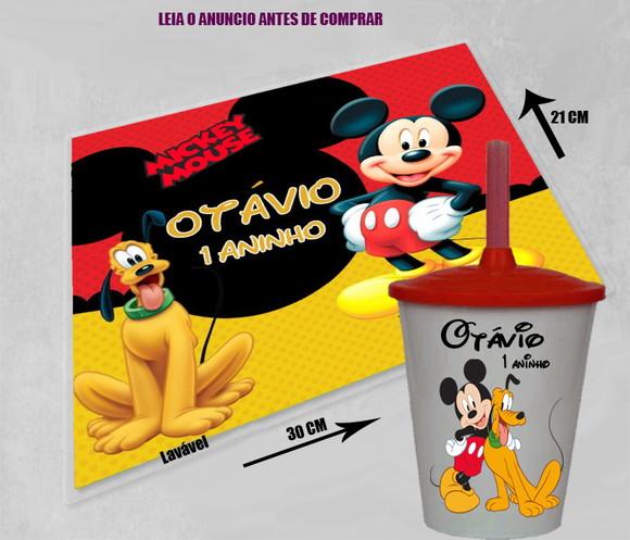 Kit do Mickey Jogo Americano e Copo Twister