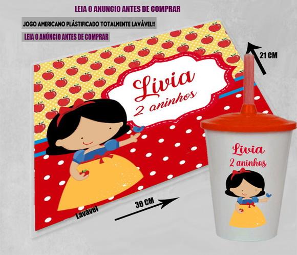 Kit Festa da Branca de Neve Copo Twister +jogo Americano