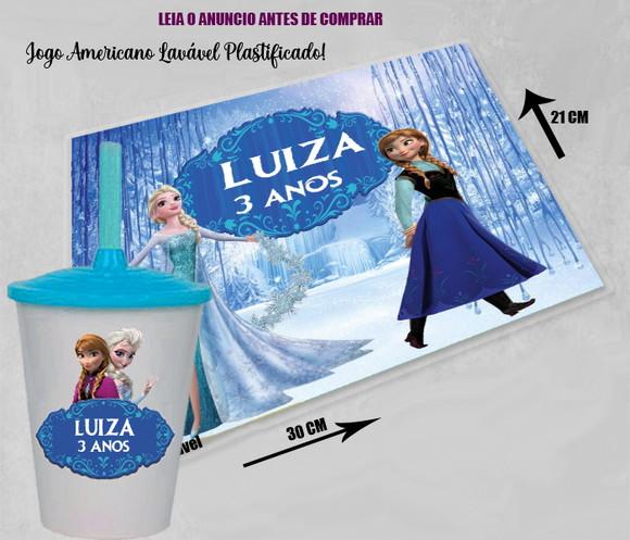 Kit Festa Jogo Americano e Copo Twister da Frozen