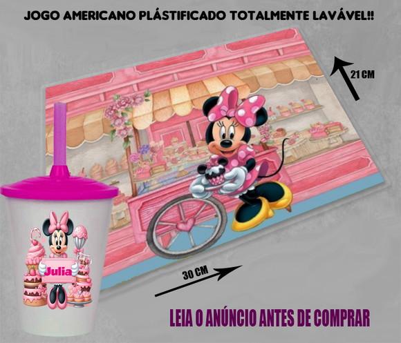 Kit Festa Minnie Confeiteira Copo Twister e Jogo Americano