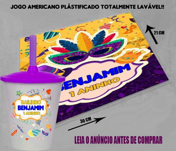 Kit Jogo Americano e Copo Twister Bailinho de Carnaval