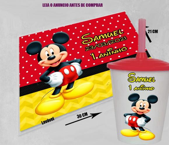 Kit Jogo Americano Souplast e Copo Twister do Mickey