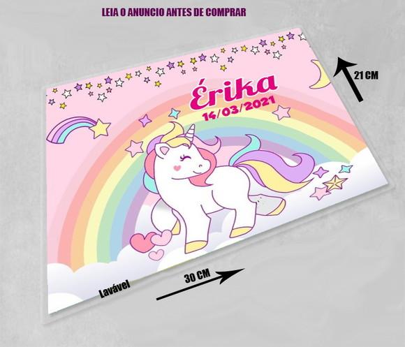 Kit Jogo Americano Souplast e Copo Twister Unicornio