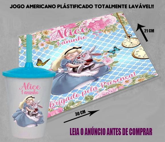 Kit Lembrancinhas da Alice Jogo Americano e Copo Twister