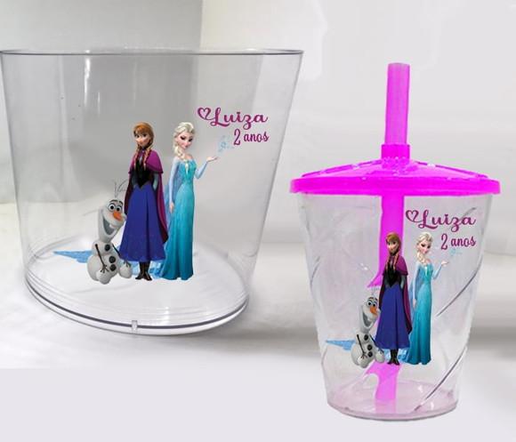 Kit Lembrancinhas da Frozen Ana e Elsa Balde de Pipoca+copo