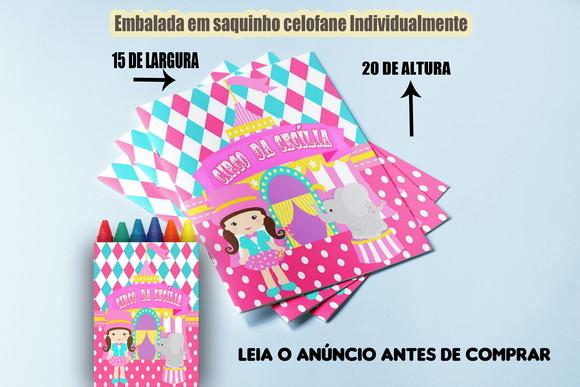 Kit Lembrancinhas de Colorir Circo Rosa Livrinho e Giz