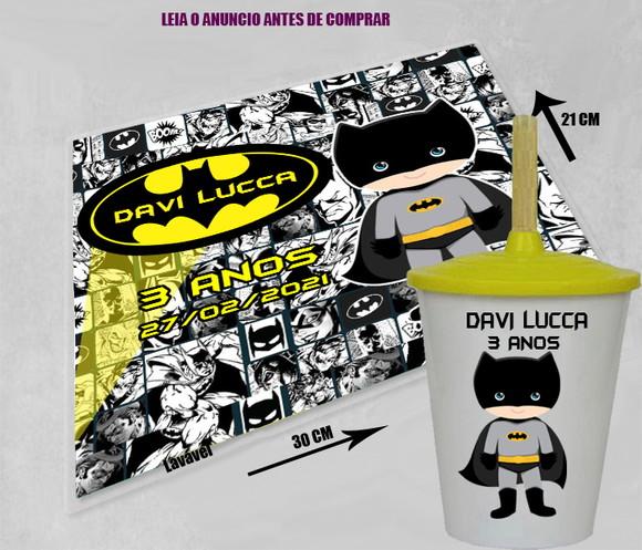 Kit Lembrancinhas do Batman Jogo Americano e Copo Twister