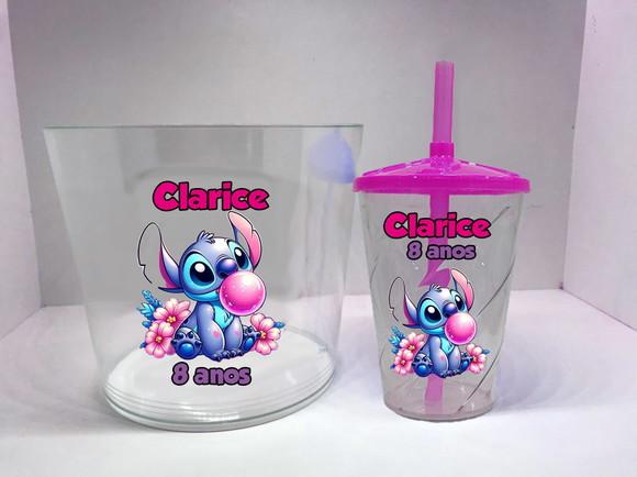 Kit Lembrancinhas do Stitch Balde de Pipoca+copo Twister