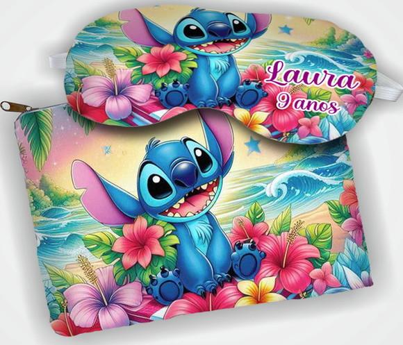 Kit Lembrancinhas do Stitch Necssaire e Mascara de Dormir