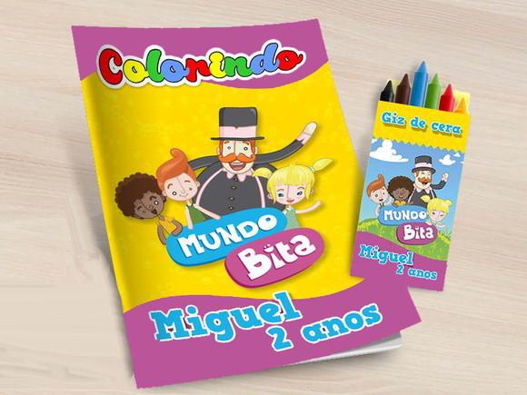 Kit Lembrancinhas Revista com Giz de Cera Mundo Bitta