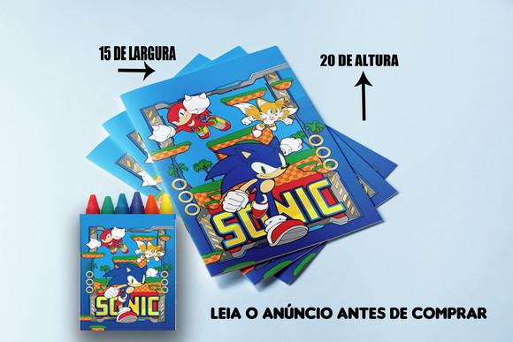 Kit Lembrancinhas Revista de Colorir + Giz de Cera do Sonic