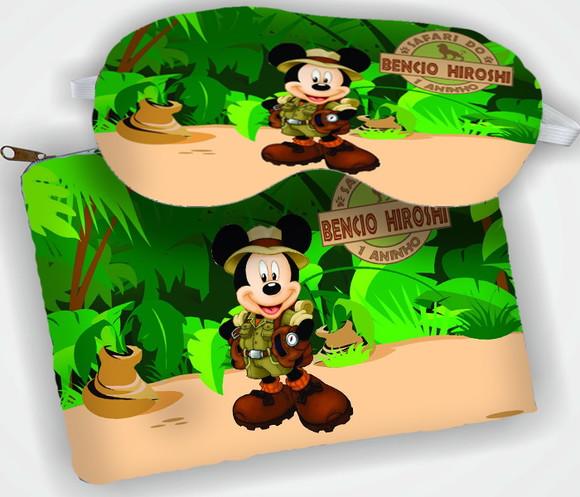 Kit Lembrancinhas do Mickey Safari Necessaire e Mascara de Dormir