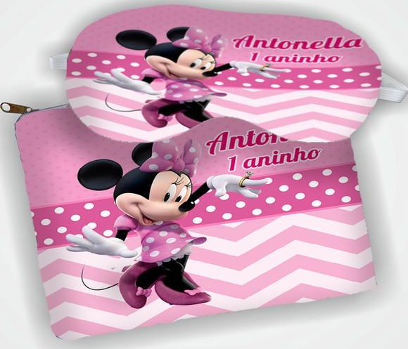 Kit Lembrancinhas da  Minnie Rosa Necessaire e Mascara de Dormir