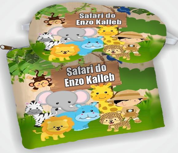 Kit Necessaire e Mascara de Dormir  Lembrancinhas Safari Baby