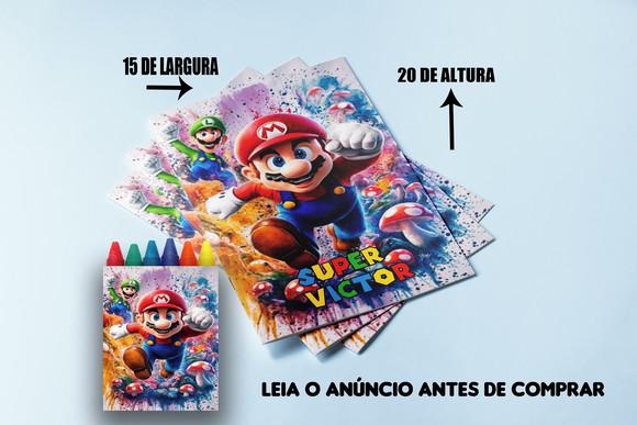 Kit para Colorir Super Mario Livrinho com Giz de Cera