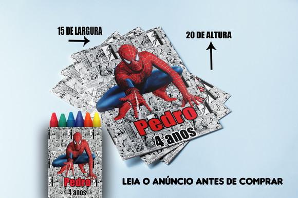 Kit Revista de Colorir com Giz de Cera do Homem Aranha