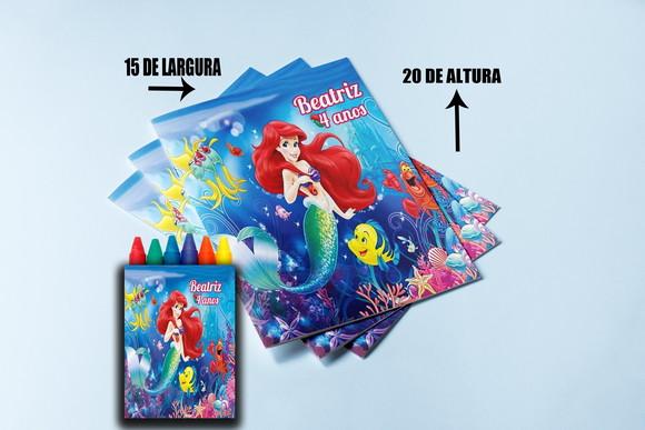 Kit Revistinha de Colorir com Giz de Cera da Sereia Ariel