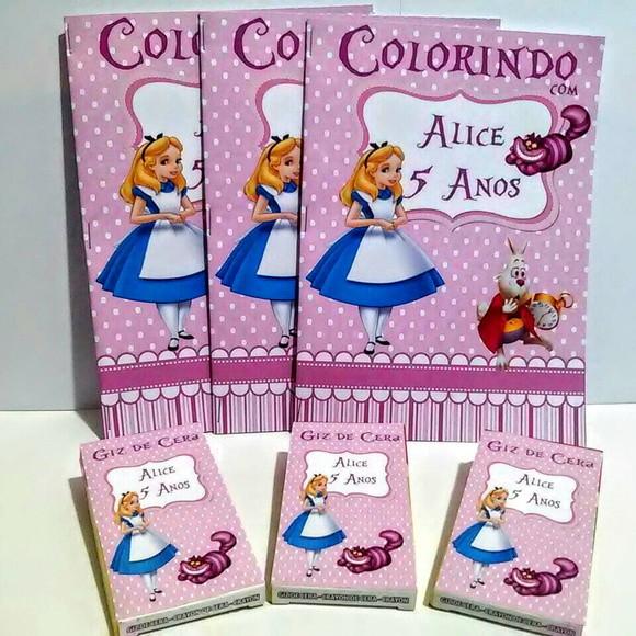 Lembrancinhas de Colorir da Alice Livrinho + Giz de Cera