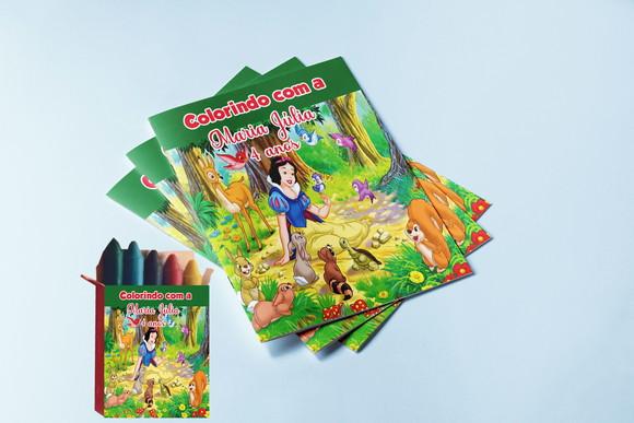 Lembrancinhas de Colorir da Branca de Neve Livrinho com Giz