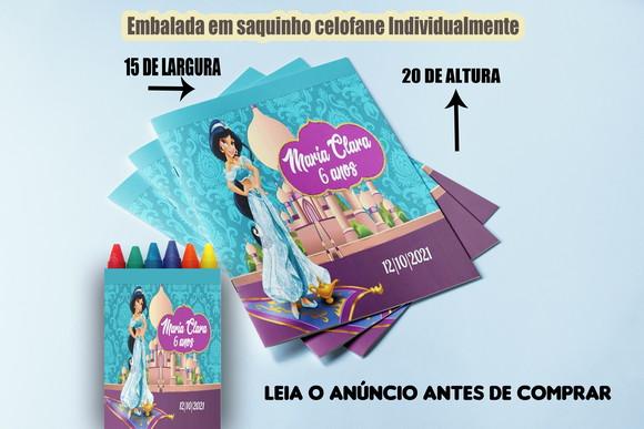Lembrancinhas de Colorir Jasmine Livrinho com Giz de Cera