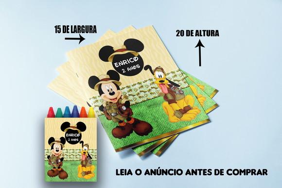 Lembrancinhas de Colorir Mickey Safari Revista +giz de Cera