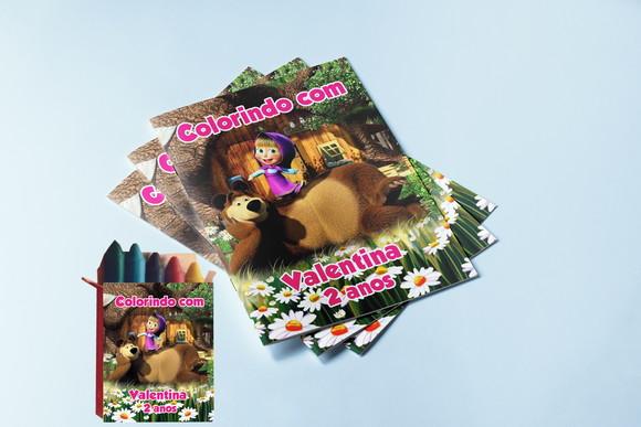 Lembrancinhas Marsha e o Urso Revista de Colorir com Giz