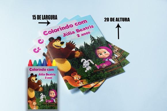 Marsha e o Urso Kit Colorir Revista com Giz de Cera