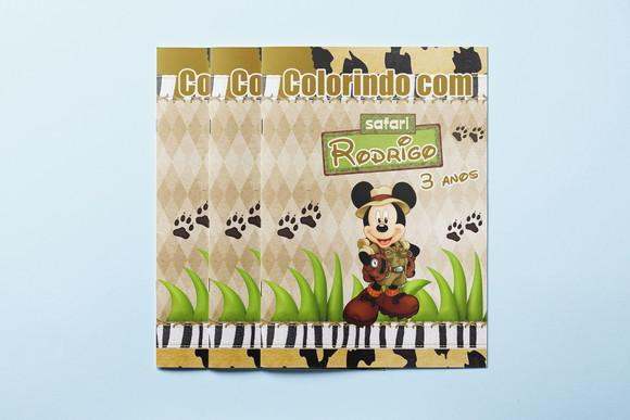 Revista Colorir Giz de Cera+ Cofrinho Personalizado Mickey