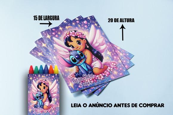 Revista de Colorir com Giz de Cera Angel e Stitch
