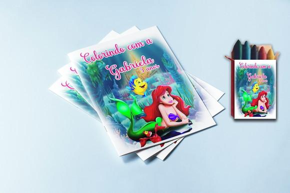 Revista de Colorir com Giz de Cera do Linguado Sereia Ariel