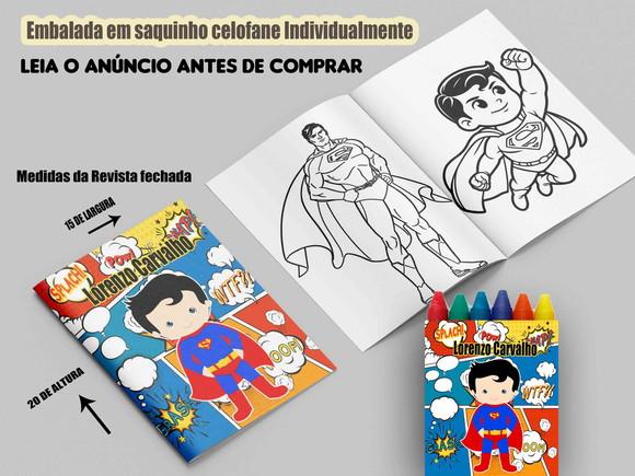 Revista de Colorir com Giz de Cera do Super Homem