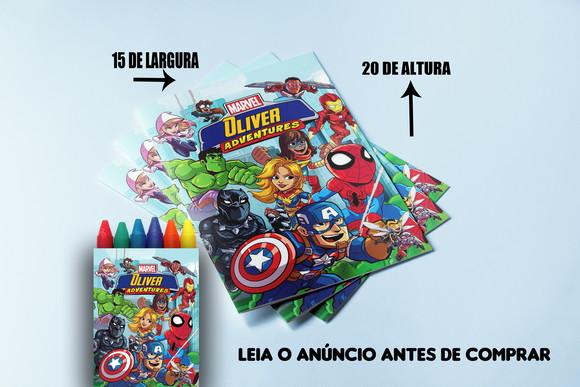 Revista de Colorir com Giz de Cera dos Vingadores Cute