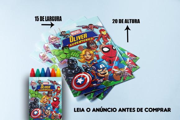 Revista de Colorir com Giz de Cera dos Vingadores Cute