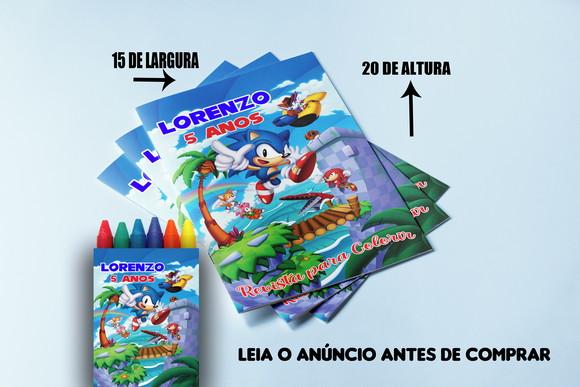 Revista de Colorir e Giz de Cera Sonic