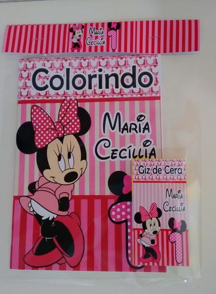 Revista e Giz de Cera da Minnie Saquinho e Lapela