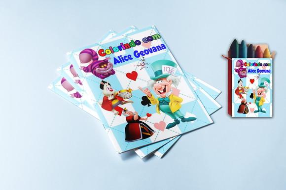 Revista e Giz de Cera para Colorir do Chapeleiro Maluco