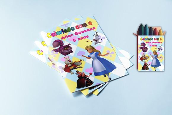 Revista e Giz de Cera para Colorir do Chapeleiro Maluco