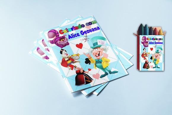 Revista e Giz de Cera para Colorir do Chapeleiro Maluco