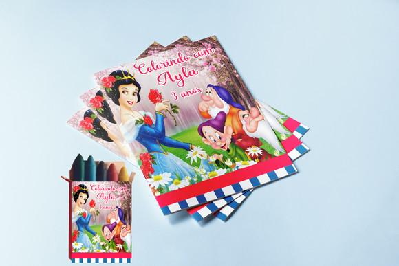 Revista para Colorir com Giz de Cera da Branca de Neve