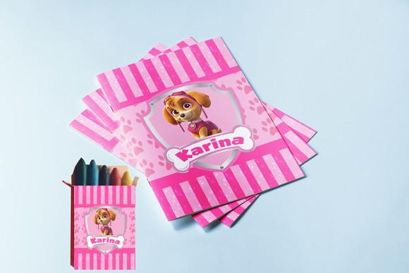 Revistinha Colorir e Giz de Cera da Skye Patrulha Canina
