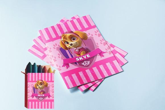 Revistinha Colorir e Giz de Cera da Skye Patrulha Canina
