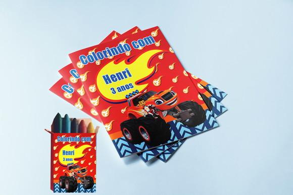 Revistinha de Colorir com Giz de Cera Blaze Machine