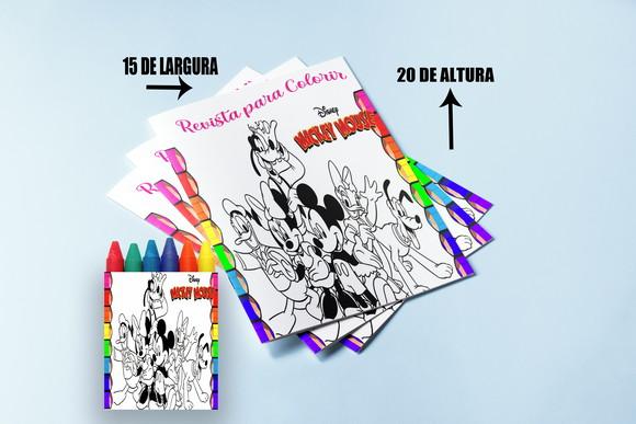 Revistinha de Colorir com Giz de Cera do Festa Mickey