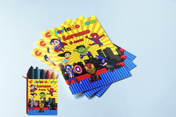 Revistinha de Colorir com Giz de Cera dos Vingadores