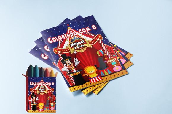 Revistinha de Colorir e Giz de Cera Circo