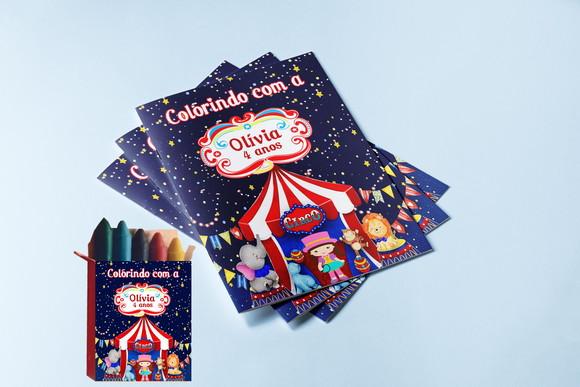 Revistinha de Colorir e Giz de Cera Circo