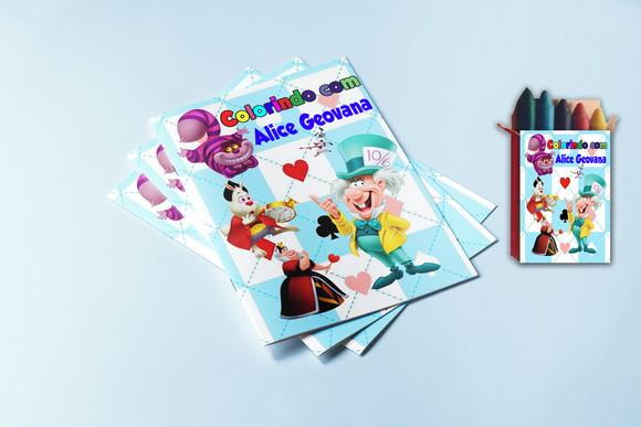 Revistinha de Colorir e Giz de Cera da Alice