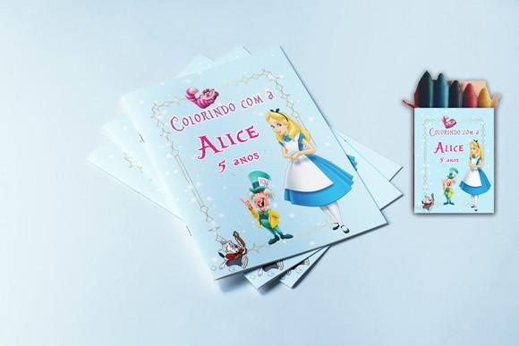 Revistinha de Colorir e Giz de Cera da Alice
